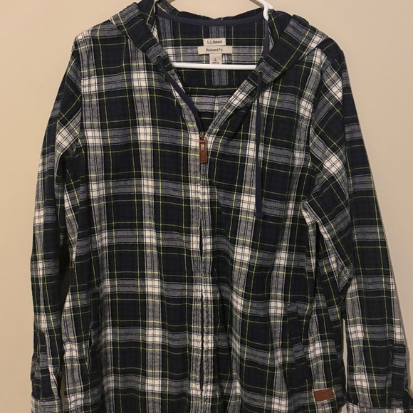 LL Bean Hooded Flannel Zip-up Women's Size L - Picture 6 of 8